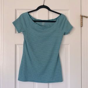 Old navy scoop neck striped teal shirt medium